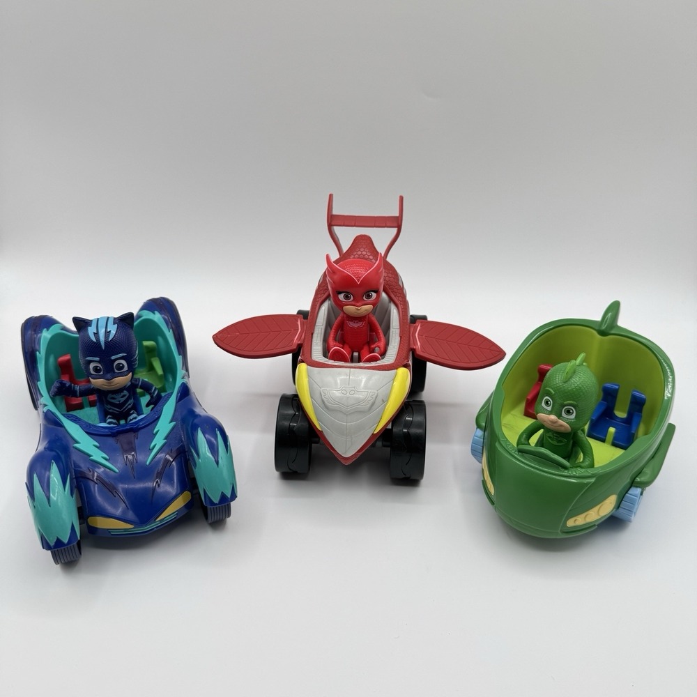 PJ Masks Lot Of 3 Vehicles With Figures Catboy Owlette Gekko Glider Mobile L8